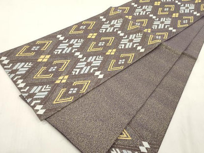 平和屋着物●爪掻き本綴れ　六通柄袋帯　菱文　金糸　正絹　逸品　CABJ2144dy