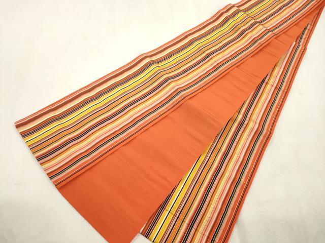 平和屋着物●本場筑前博多織　半幅帯　間道　正絹　逸品　CABJ2146dy