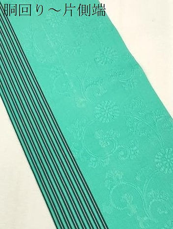 平和屋着物●本場筑前博多織　半幅帯　花唐草文　若竹色　一重帯　正絹　逸品　CABJ2151dy