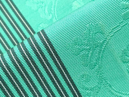 平和屋着物●本場筑前博多織　半幅帯　花唐草文　若竹色　一重帯　正絹　逸品　CABJ2151dy