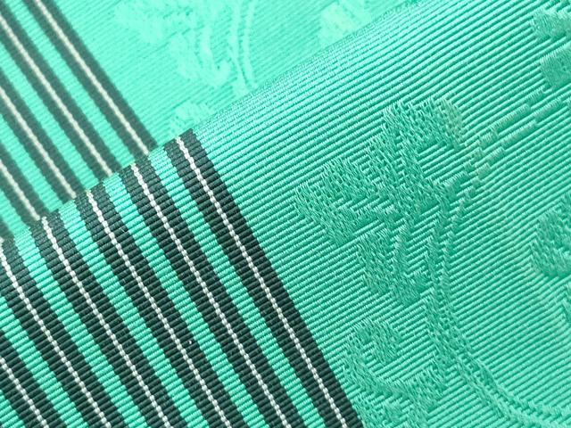 平和屋着物●本場筑前博多織　半幅帯　花唐草文　若竹色　一重帯　正絹　逸品　CABJ2151dy