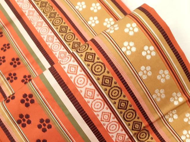 平和屋着物●本場筑前博多織　半幅帯　舞梅間道　証紙付き　正絹　逸品　CABJ2154dy