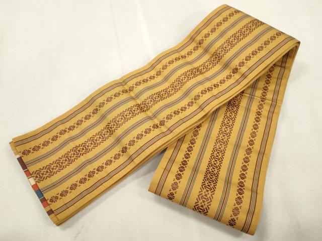 平和屋着物●本場筑前博多織　両面　半幅帯　献上　正絹　逸品　未使用　CABJ2155dy