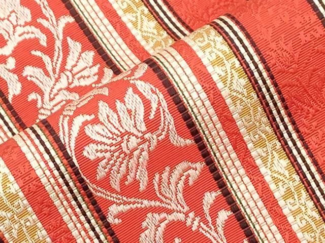 平和屋着物●本場筑前博多織　半幅帯　草花文　田中利弘作　証紙付き　正絹　逸品　未使用　CABJ2156dy