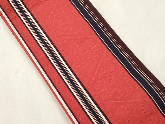 平和屋着物●本場筑前博多織　半幅帯　幾何学文　正絹　逸品　CABJ2157dy