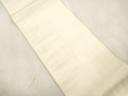 平和屋着物●本場筑前博多織　半幅帯　献上　鳥の子色　正絹　逸品　CABJ2158dy