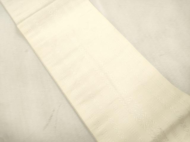 平和屋着物●本場筑前博多織　半幅帯　献上　鳥の子色　正絹　逸品　CABJ2158dy