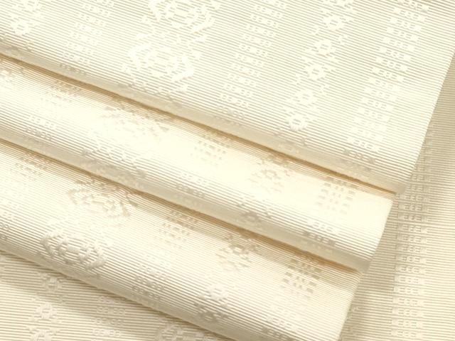 平和屋着物●本場筑前博多織　半幅帯　献上　鳥の子色　正絹　逸品　CABJ2158dy