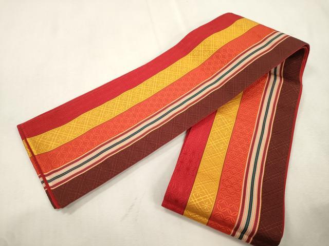 平和屋着物●本場筑前博多織　半幅帯　幾何学文　正絹　逸品　CABJ2160dy