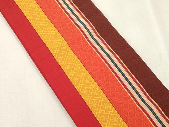 平和屋着物●本場筑前博多織　半幅帯　幾何学文　正絹　逸品　CABJ2160dy