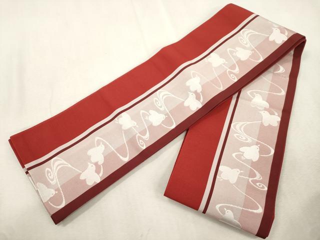 平和屋着物●本場筑前博多織　半幅帯　流水飛鳥文　正絹　逸品　CABJ2163dy