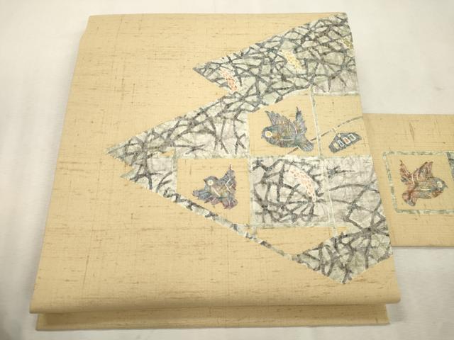 平和屋着物●九寸名古屋帯　紬地　飛鳥文　ますいわ屋扱い　正絹　逸品　CABJ2169dy