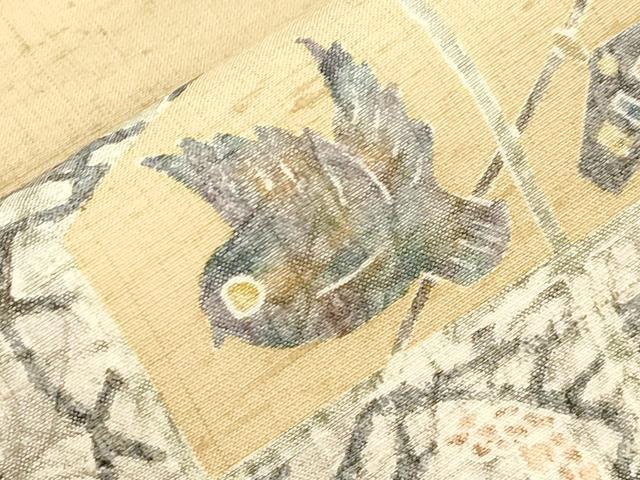 平和屋着物●九寸名古屋帯　紬地　飛鳥文　ますいわ屋扱い　正絹　逸品　CABJ2169dy