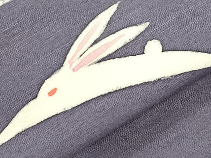 平和屋着物●九寸名古屋帯　紬地　ろうけつ染め　飛び兎　正絹　逸品　CABJ2172dy