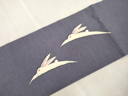 平和屋着物●九寸名古屋帯　紬地　ろうけつ染め　飛び兎　正絹　逸品　CABJ2172dy