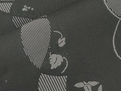 平和屋着物●九寸名古屋帯　草花文　黒地　金糸　正絹　逸品　CABJ2173dy