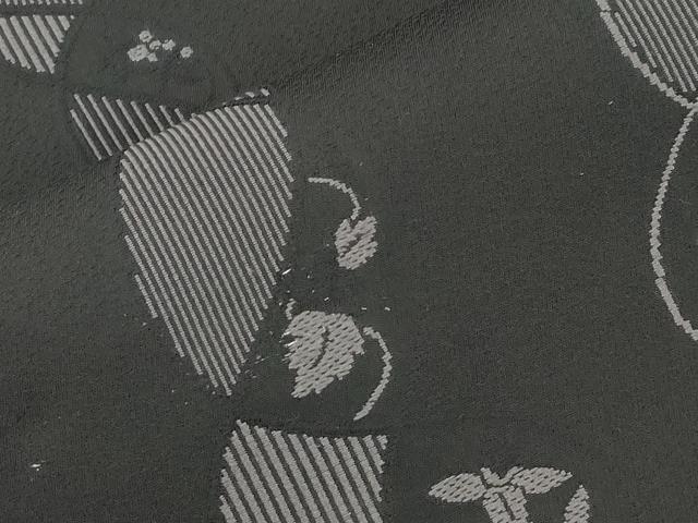 平和屋着物●九寸名古屋帯　草花文　黒地　金糸　正絹　逸品　CABJ2173dy