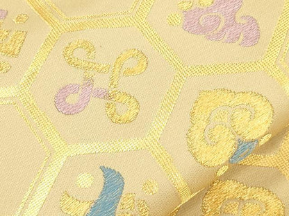 平和屋着物●龍村美術織物　たつむら　九寸名古屋帯　吉宝　亀甲幾何学文　金糸　正絹　逸品　CABJ2175dy