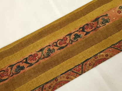平和屋着物●九寸名古屋帯　紬地　向かい鳥花間道　金彩　正絹　逸品　CABJ2181dy