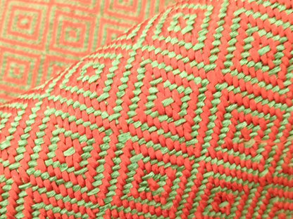 平和屋着物●ざざんざ織　工芸手織　八寸名古屋帯　入子菱　一重帯　正絹　逸品　未使用　CABJ2182dy
