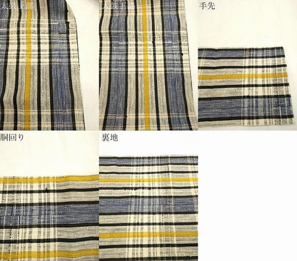 平和屋着物●全通柄九寸名古屋帯　紬地　格子柄　正絹　逸品　CABJ2183dy