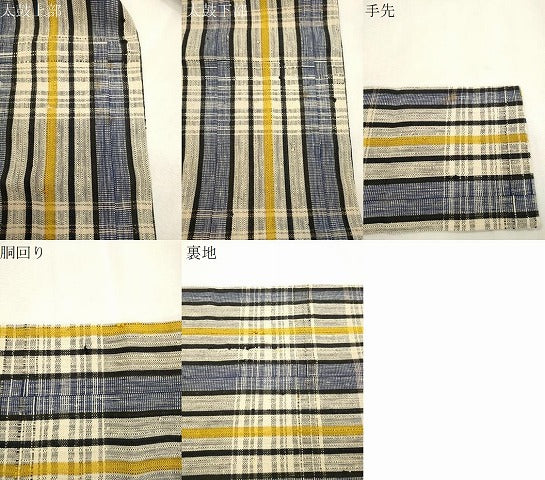 平和屋着物●全通柄九寸名古屋帯　紬地　格子柄　正絹　逸品　CABJ2183dy
