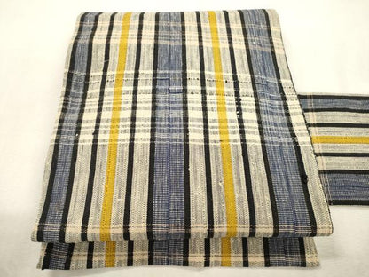 平和屋着物●全通柄九寸名古屋帯　紬地　格子柄　正絹　逸品　CABJ2183dy
