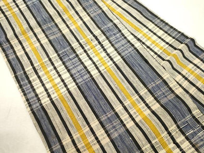 平和屋着物●全通柄九寸名古屋帯　紬地　格子柄　正絹　逸品　CABJ2183dy
