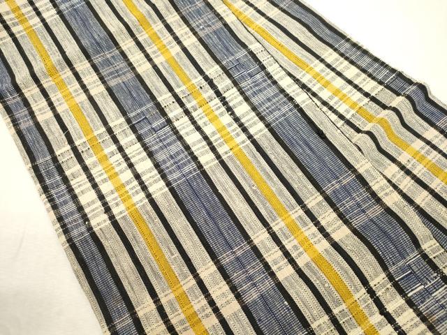 平和屋着物●全通柄九寸名古屋帯　紬地　格子柄　正絹　逸品　CABJ2183dy