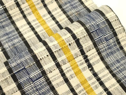 平和屋着物●全通柄九寸名古屋帯　紬地　格子柄　正絹　逸品　CABJ2183dy