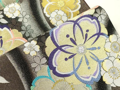平和屋着物●西陣　田中義織物謹製　六通柄袋帯　舞桜文　金銀糸　証紙付き　正絹　逸品　未使用　CABJ2186dy