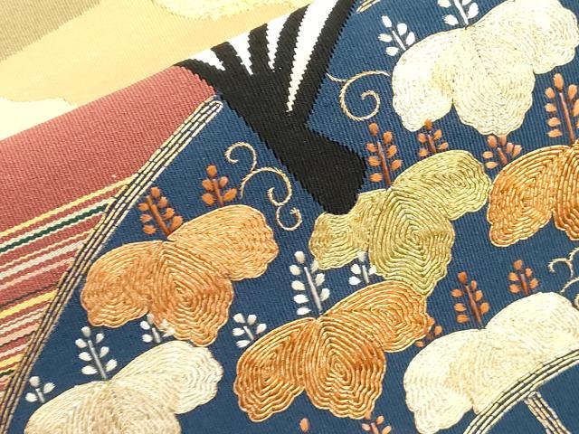 平和屋着物●爪掻き本綴れ　八寸名古屋帯　扇面桐文　金糸　正絹　逸品　CABJ2187dy
