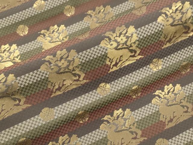 平和屋着物●九寸名古屋帯　名物裂　花兎　金糸　正絹　逸品　CABJ2193dy
