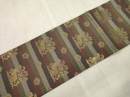 平和屋着物●九寸名古屋帯　名物裂　花兎　金糸　正絹　逸品　CABJ2193dy