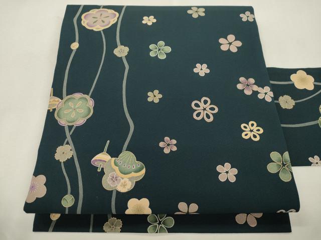 平和屋着物●全通柄九寸名古屋帯　独楽　舞梅文　金彩　正絹　逸品　CABJ2195dy
