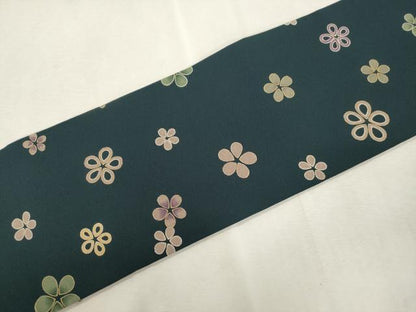 平和屋着物●全通柄九寸名古屋帯　独楽　舞梅文　金彩　正絹　逸品　CABJ2195dy