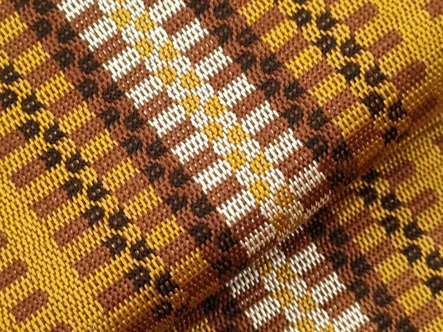 平和屋着物●本場黄八丈　紬　八寸名古屋帯　幾何学文　名古屋仕立て　正絹　逸品　CABJ2198dy