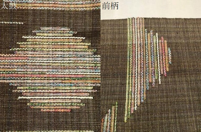 平和屋着物●八寸名古屋帯　幾何学文　金糸　正絹　逸品　CABJ2201dy