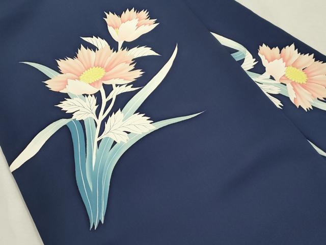 平和屋着物●塩瀬　九寸名古屋帯　草花文　正絹　逸品　CABJ2203dy