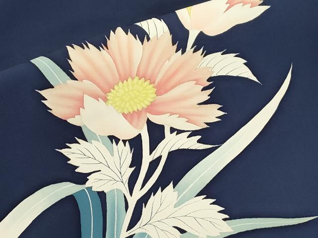 平和屋着物●塩瀬　九寸名古屋帯　草花文　正絹　逸品　CABJ2203dy