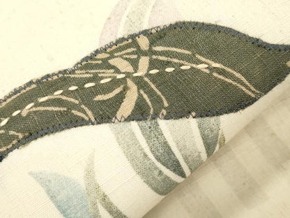 平和屋着物●九寸名古屋帯　紬地　パッチワーク　地紙草花文　正絹　逸品　CABJ2208dy