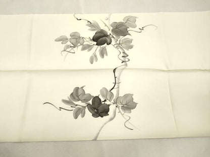 平和屋着物●塩瀬　九寸名古屋帯　作家物　手描き　蔦の葉文　金彩　松葉仕立て　正絹　逸品　CABJ2209dy