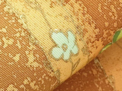 平和屋着物●塩瀬　九寸名古屋帯　ろうけつ染め　舞花文　金彩　正絹　逸品　CABJ2211dy