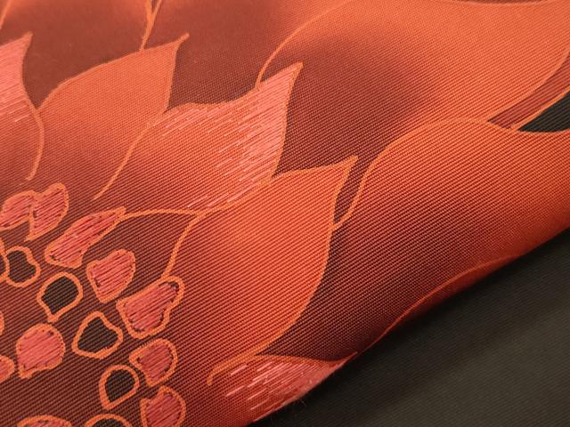 平和屋着物●塩瀬　九寸名古屋帯　刺繍　舞花文　正絹　逸品　CABJ2212dy