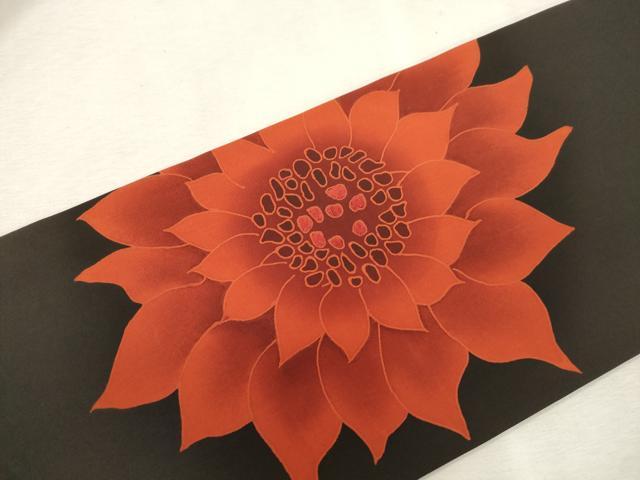 平和屋着物●塩瀬　九寸名古屋帯　刺繍　舞花文　正絹　逸品　CABJ2212dy