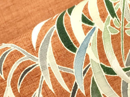 平和屋着物●九寸名古屋帯　紬地　刺繍　草木文　正絹　逸品　CABJ2215dy