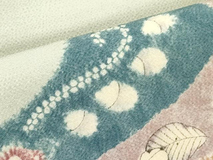 平和屋着物●九寸名古屋帯　辻が花　鬼しぼ縮緬　正絹　逸品　CABJ2218dy