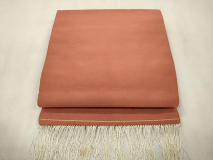 平和屋着物●爪掻き本綴れ　八寸名古屋帯　土器色　正絹　逸品　CABJ2220dy