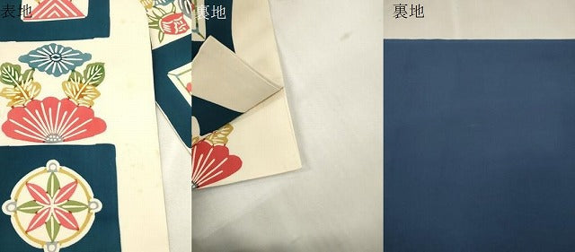平和屋着物●塩瀬　全通柄九寸名古屋帯　型染め　花蝶文　正絹　逸品　CABJ2227dy