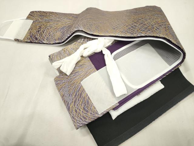 平和屋着物●西陣　丸万織物謹製　ワンタッチつけ帯　稲穂　金銀糸　証紙付き　正絹　逸品　CABJ2241dy